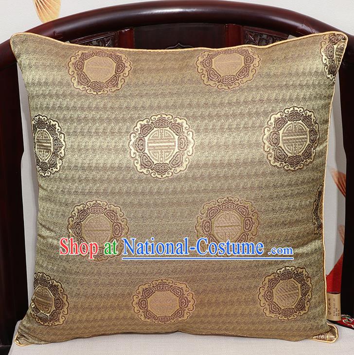 Chinese Classical Household Ornament Traditional Bronze Brocade Back Cushion Cover