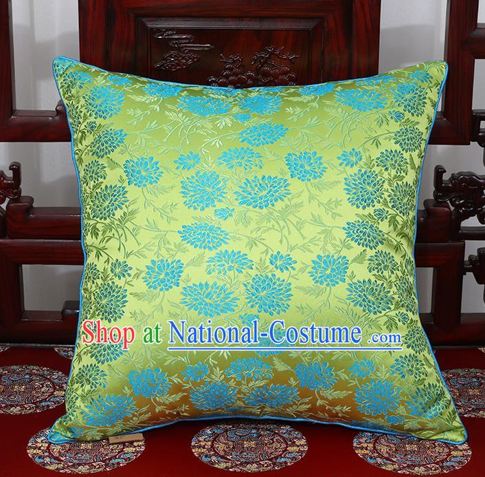 Chinese Classical Household Ornament Traditional Green Brocade Back Cushion Cover