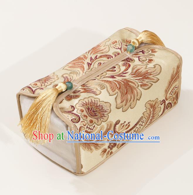 Chinese Traditional Household Accessories Classical Pattern Golden Brocade Paper Box Storage Box Cover