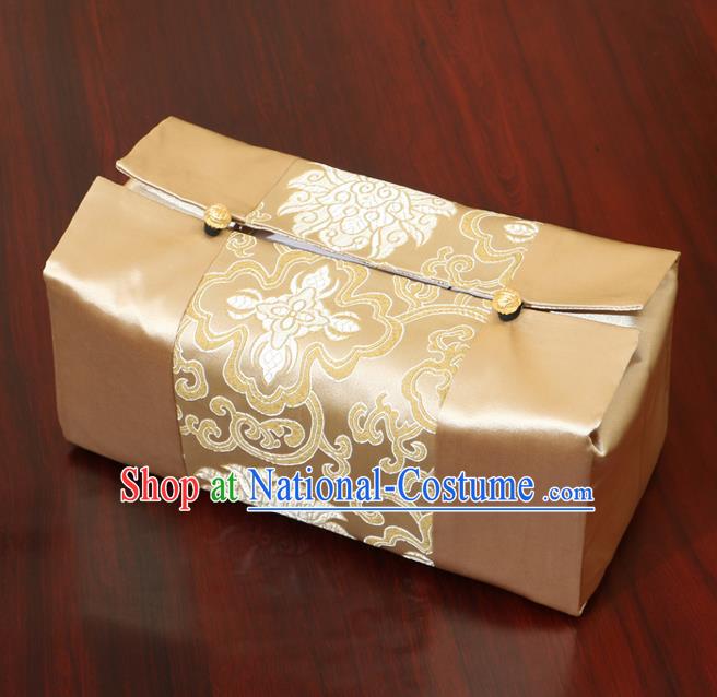 Chinese Traditional Household Accessories Classical Chrysanthemum Pattern Golden Brocade Paper Box Storage Box Cove