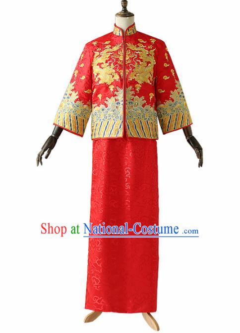 Chinese Traditional Wedding Red Gown Ancient Bridegroom Embroidered Costumes for Men