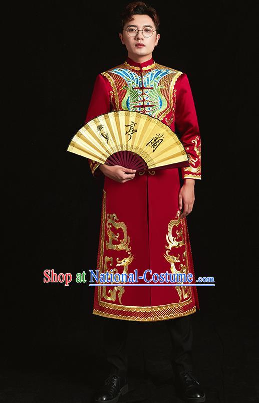 Chinese Traditional Wedding Clothing Ancient Bridegroom Embroidered Costumes for Men