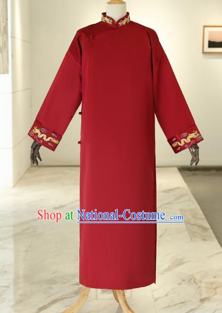 Chinese Traditional Wedding Red Gown Ancient Bridegroom Embroidered Costumes for Men