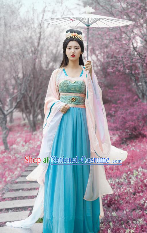 Traditional Chinese Ancient Drama Moon Goddess Costumes Tang Dynasty Princess Hanfu Dress for Women