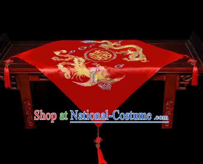 Chinese Traditional Wedding Hair Accessories Ancient Bride Embroidered Dragon Phoenix Head Cover Headdress for Women