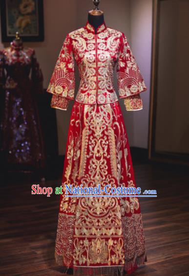 Chinese Traditional Wedding Dress Ancient Bride Embroidered Xiuhe Suits Costumes for Women