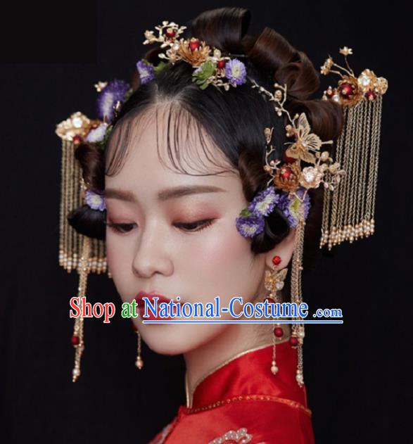 Chinese Traditional Wedding Hair Accessories Ancient Hairpins Complete Set for Women