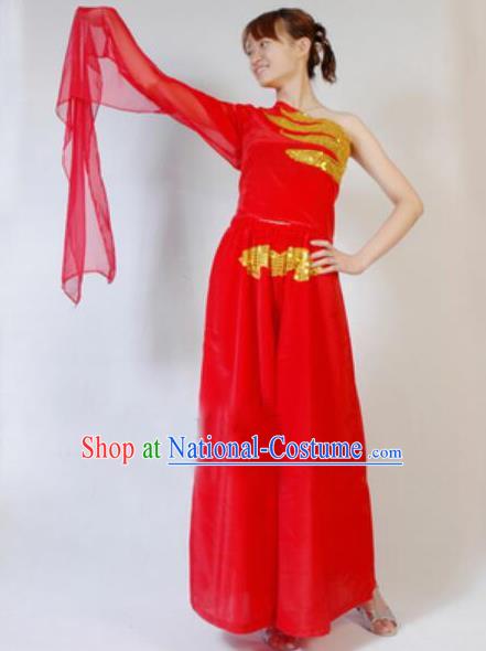 Chinese Traditional Folk Dance Costumes Yanko Dance Drum Dance Red Clothing for Women