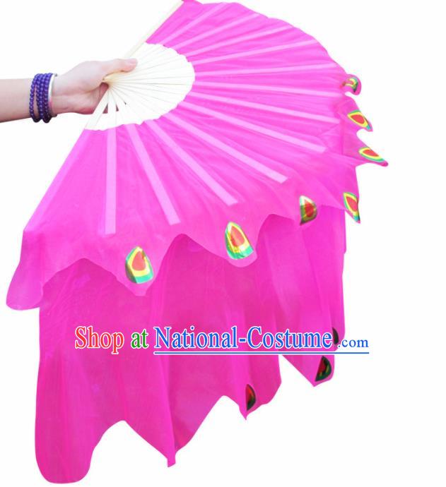 Chinese Traditional Folk Dance Props Classical Dance Fans Rosy Silk Fans