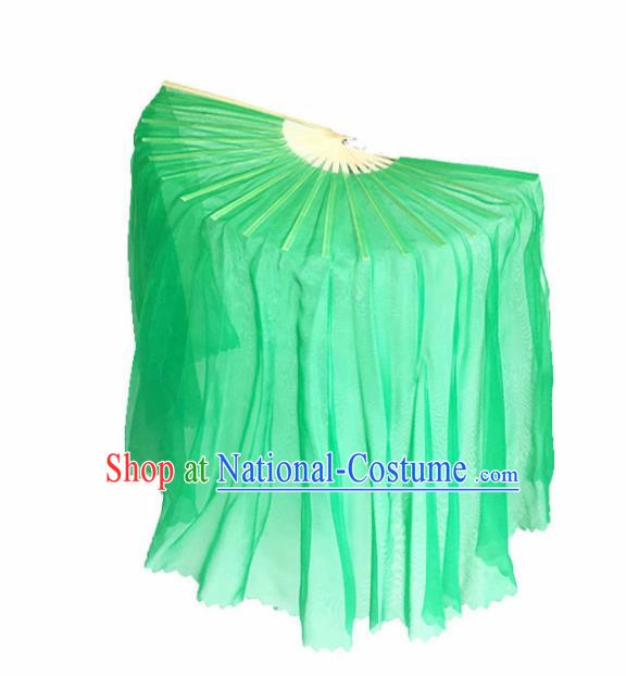 Chinese Traditional Folk Dance Props Classical Dance Fans Green Silk Fans