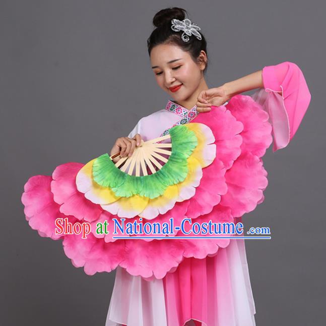 Chinese Traditional Folk Dance Props Classical Dance Fans Pink Peony Fans