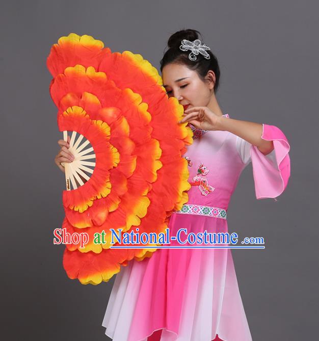 Chinese Traditional Folk Dance Props Classical Dance Fans Red Peony Fans