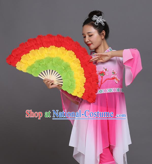 Chinese Traditional Folk Dance Props Classical Dance Fans Red Peony Fans