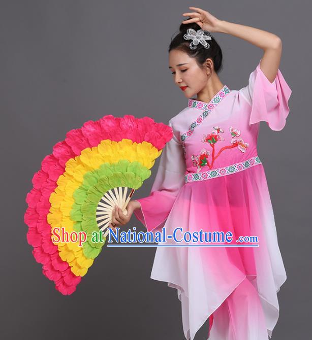 Chinese Traditional Folk Dance Props Classical Dance Fans Pink Peony Fans