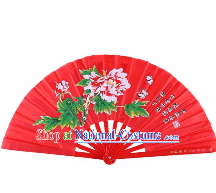 Chinese Traditional Folk Dance Props Classical Dance Fans Red Folding Fans