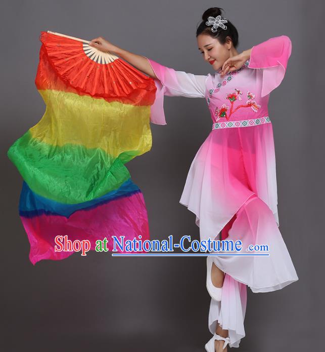 Chinese Traditional Folk Dance Props Classical Dance Fans Silk Ribbon Fans