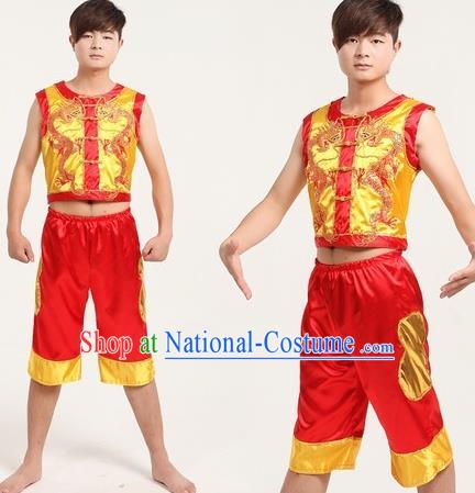 Chinese Traditional Folk Dance Costumes Drum Dance Clothing for Men