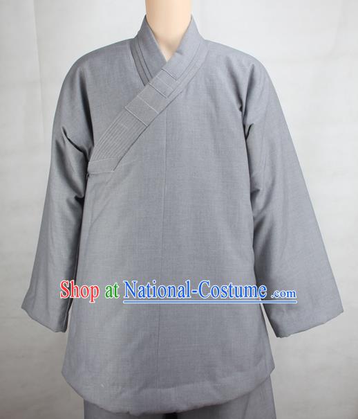 Chinese Traditional Buddhist Monk Clothing Grey Cotton Padded Jacket Buddhism Monks Costumes for Men