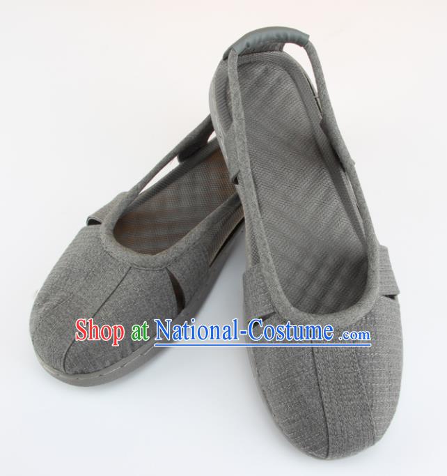 Chinese Traditional Buddhist Monk Shoes Buddhism Arhat Monks Grey Cloth Shoes for Men