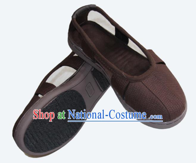 Chinese Traditional Buddhist Monk Shoes Buddhism Arhat Monks Brown Cloth Shoes for Men