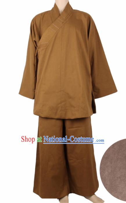 Chinese Traditional Buddhist Monk Clothing Buddhism Monks Brown Costumes for Men