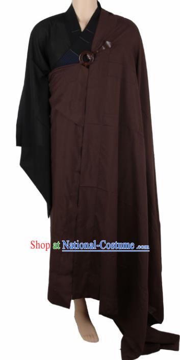 Chinese Traditional Buddhist Monk Brown Costumes Buddhism Monks Cassock for Men