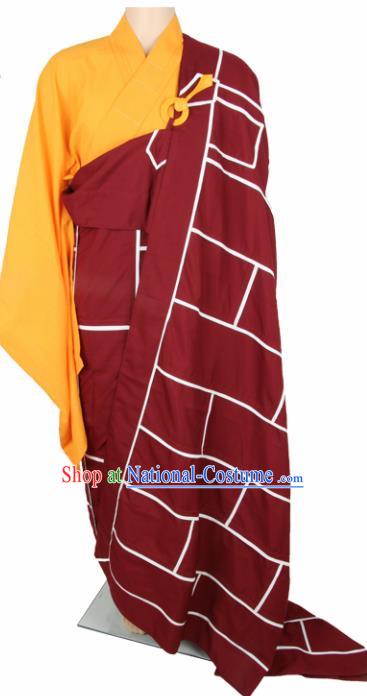 Chinese Traditional Buddhist Monk Red Costumes Buddhism Monks Cassock for Men