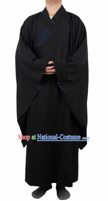 Chinese Traditional Buddhist Monk Black Robe Buddhism Dharma Assembly Monks Costumes for Men