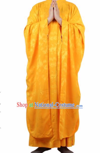 Chinese Traditional Buddhist Yellow Silk Robe Buddhism Dharma Assembly Monks Costumes for Men