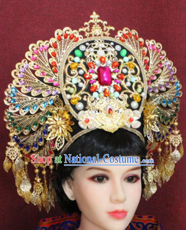 Top Traditional Thailand Empress Hair Jewelry Princess Crown Hat