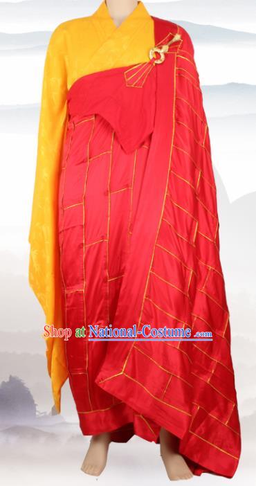 Chinese Traditional Buddhist Red Cassock Buddhism Dharma Assembly Monks Costumes for Men