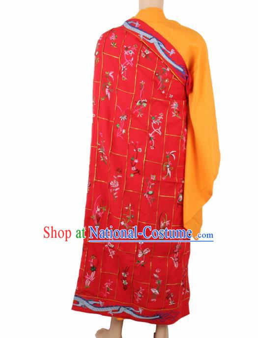 Chinese Traditional Buddhist Red Silk Cassock Buddhism Dharma Assembly Monks Costumes for Men