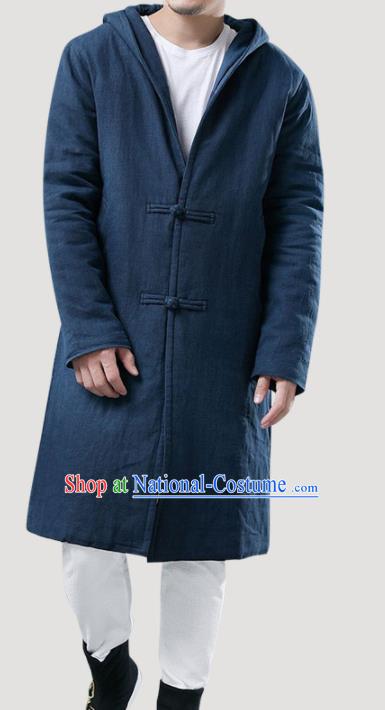 Chinese Traditional Costume Tang Suits Navy Coat National Mandarin Shirt for Men