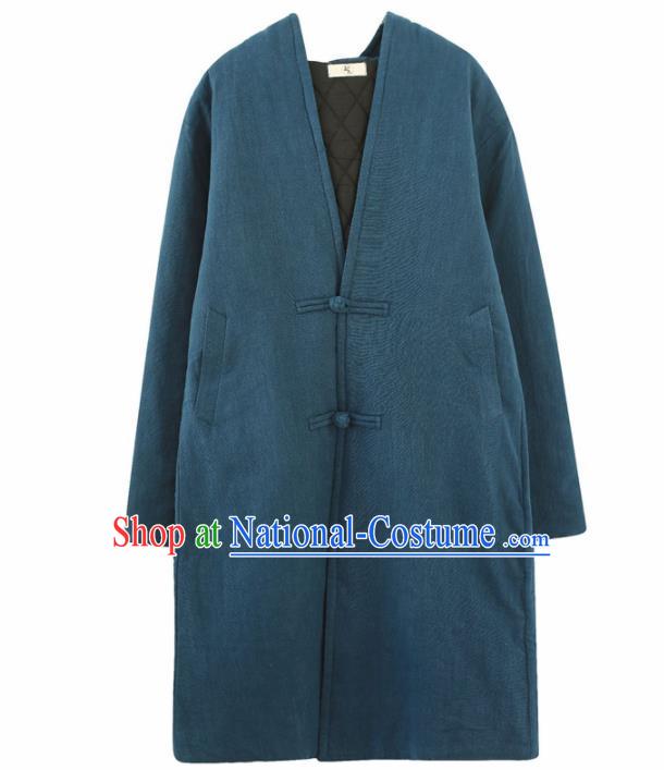 Chinese Traditional Costume Tang Suits Navy Coat National Mandarin Shirt for Men