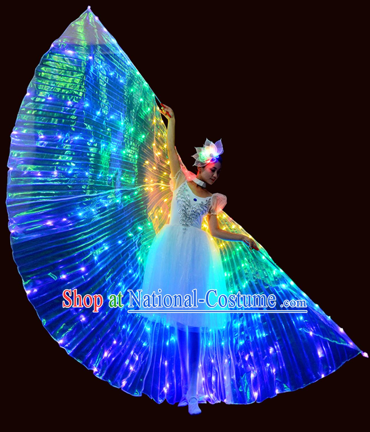 LED Lights Luminous Butterfly Dance Costumes and Headwear Complete Set