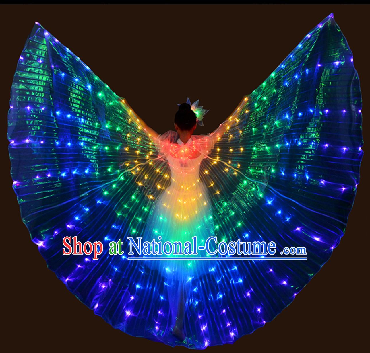 LED Lights Luminous Butterfly Dance Costumes and Headwear Complete Set