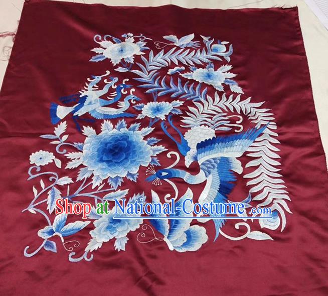 Chinese Traditional Embroidery Craft Embroidered Red Silk Patches Embroidering Accessories