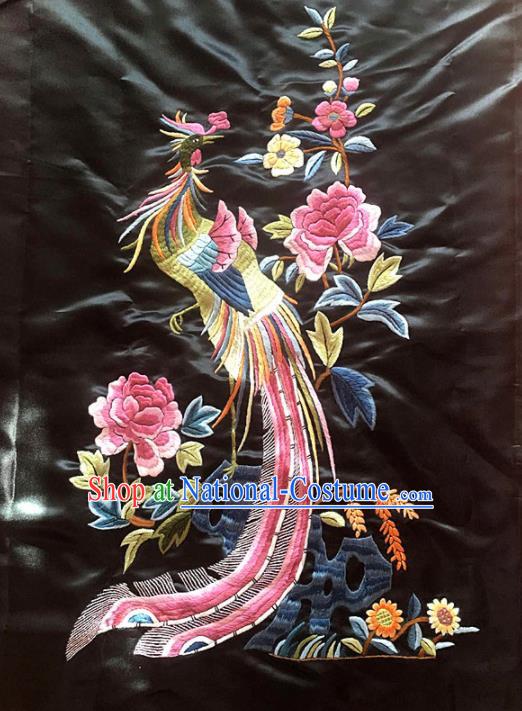 Chinese Traditional Embroidery Craft Embroidered Phoenix Peony Patches Handmade Embroidering Accessories