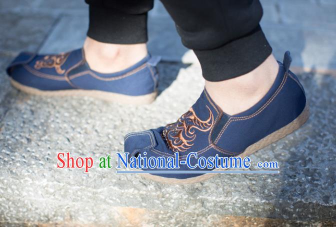 Chinese Traditional Martial Arts Shoes Kung Fu Shoes Navy Shoes for Men