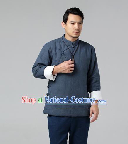 Chinese Traditional Costume Tang Suit Grey Jacket National Mandarin Upper Outer Garment for Men