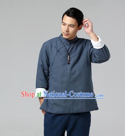 Chinese Traditional Costume Tang Suit Grey Jacket National Mandarin Upper Outer Garment for Men