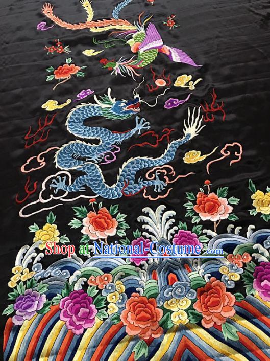 Chinese Traditional Embroidered Dragon Phoenix Silk Patches Cloth Fabric Handmade Embroidery Craft