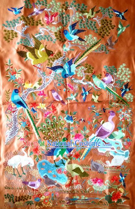 Asian Chinese Traditional Embroidered Flowers Birds Silk Patches Handmade Embroidery Craft