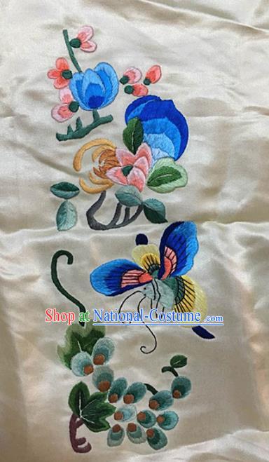 Asian Chinese Traditional Embroidered Chrysanthemum Butterfly Silk Patches Handmade Embroidery Craft