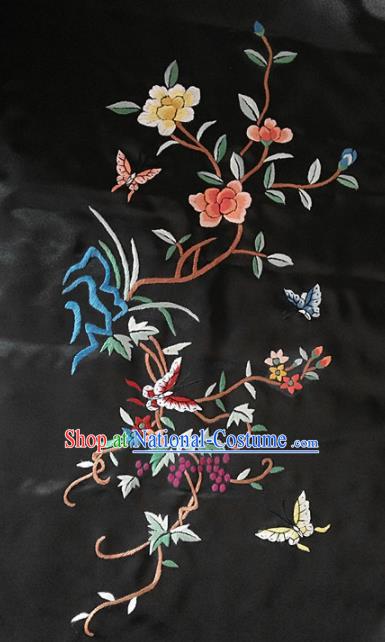 Asian Chinese Traditional Embroidered Flowers Butterfly Silk Patches Handmade Embroidery Craft