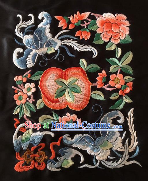 Chinese Traditional Embroidered Butterfly Peony Silk Patches Handmade Embroidery Craft