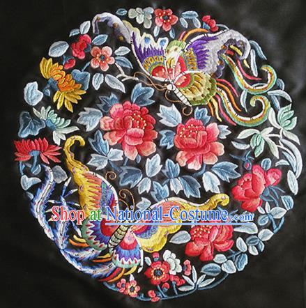 Chinese Traditional Embroidered Cloth Patches Handmade Embroidery Butterfly Peony Craft Silk Fabric