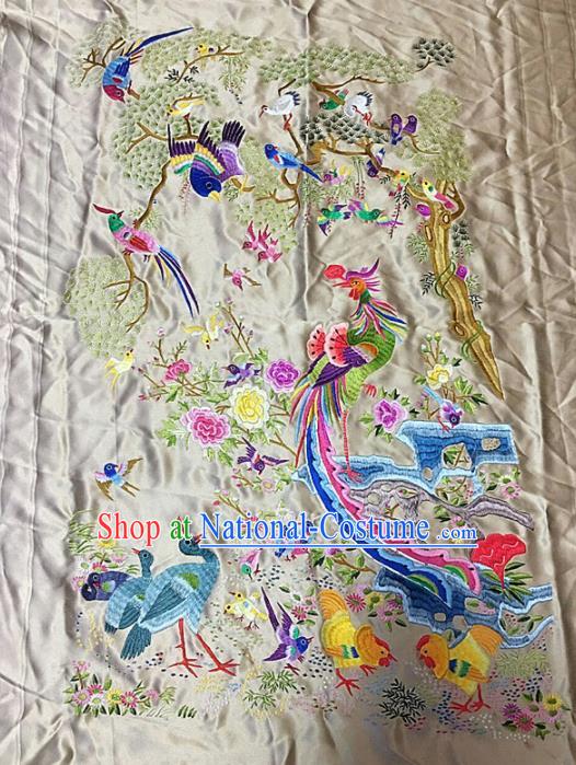 Chinese Traditional Embroidered White Cloth Patches Handmade Embroidery Butterfly Peony Craft Silk Fabric