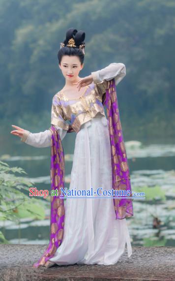 Chinese Traditional Tang Dynasty Princess Historical Costumes Ancient Peri Hanfu Dress for Women