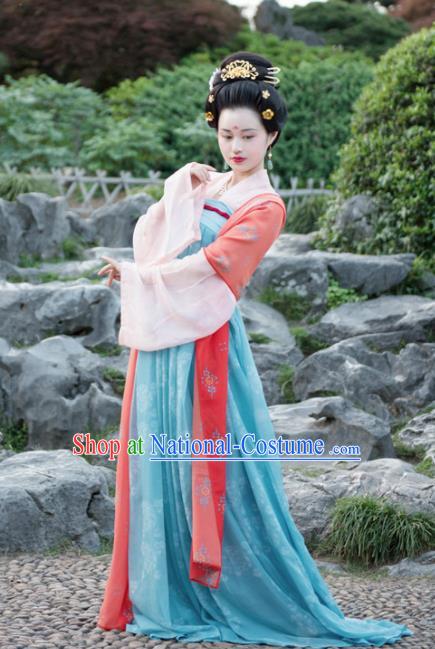 Chinese Traditional Tang Dynasty Imperial Consort Historical Costumes Ancient Peri Hanfu Dress for Women